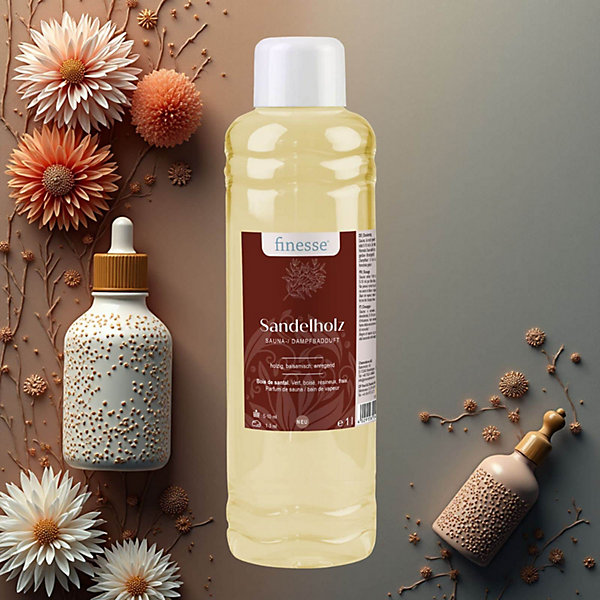 CF group Finesse - Fragrance Sauna Hammam Senteur Bois De Santal à Base d'Huiles Essentielles - Bouteille 1 L - Apaisant et