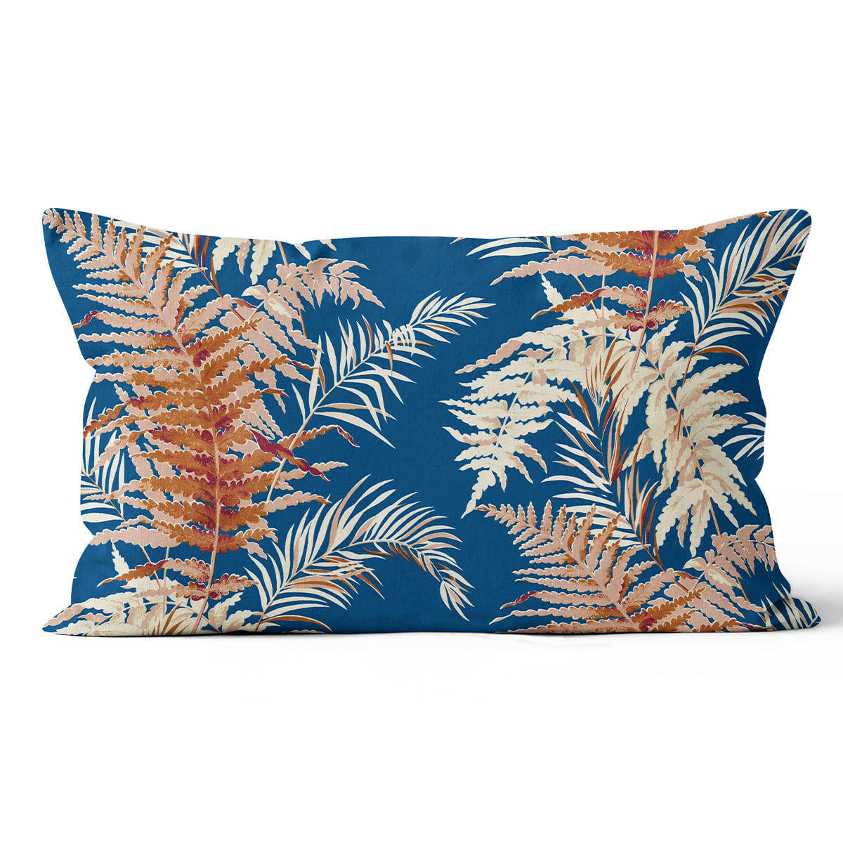 - Coussin déco lin polyester bleu 40x60cm