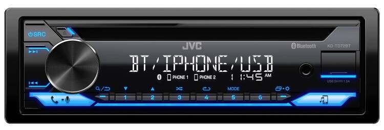 JVC KD-T720BT Bluetooth Audio CD In-Dash Car Receiver with Dual Phone Connection & JVC Remote App Compatibility
