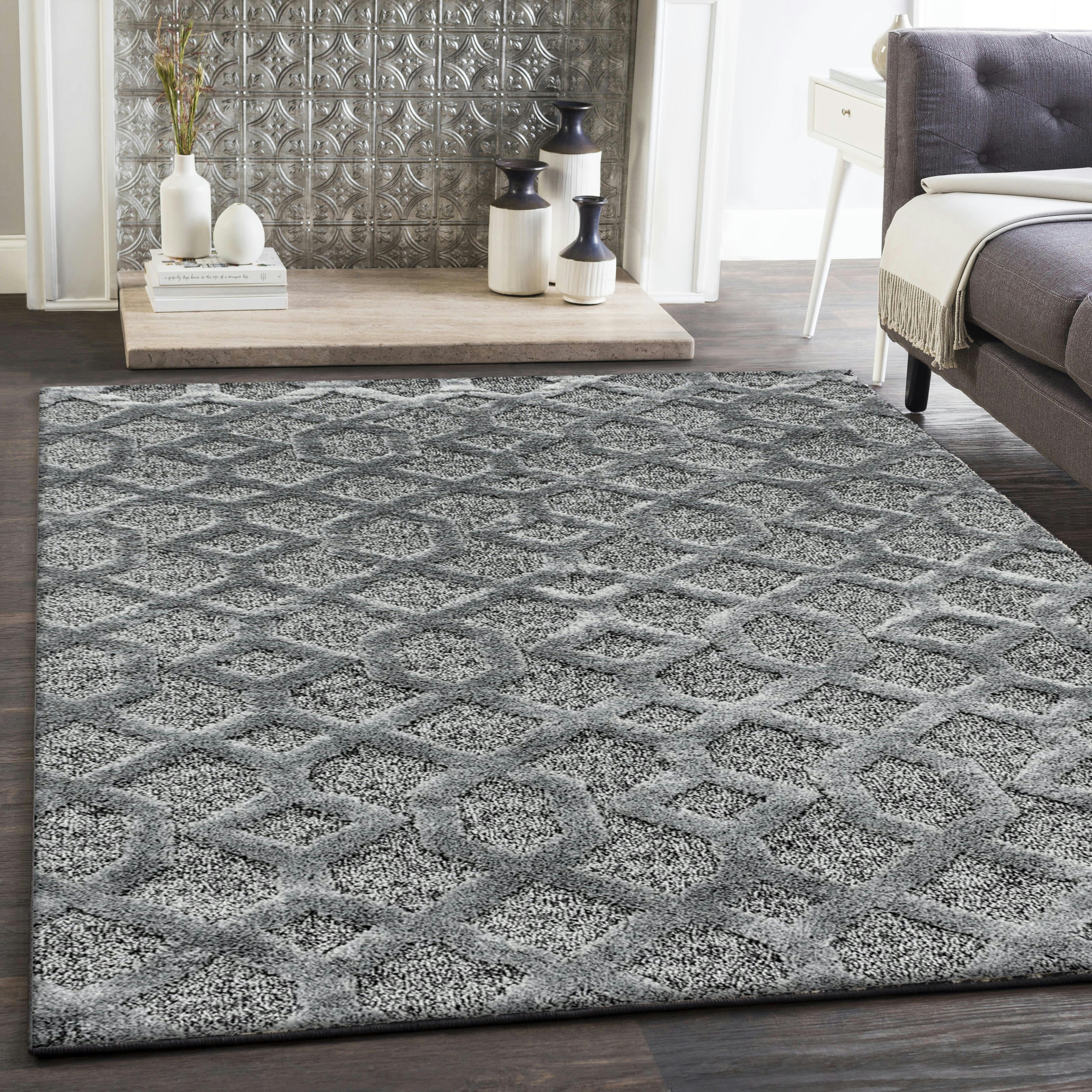 BOHEME - Tapis bohème à relief gris 120x170cm