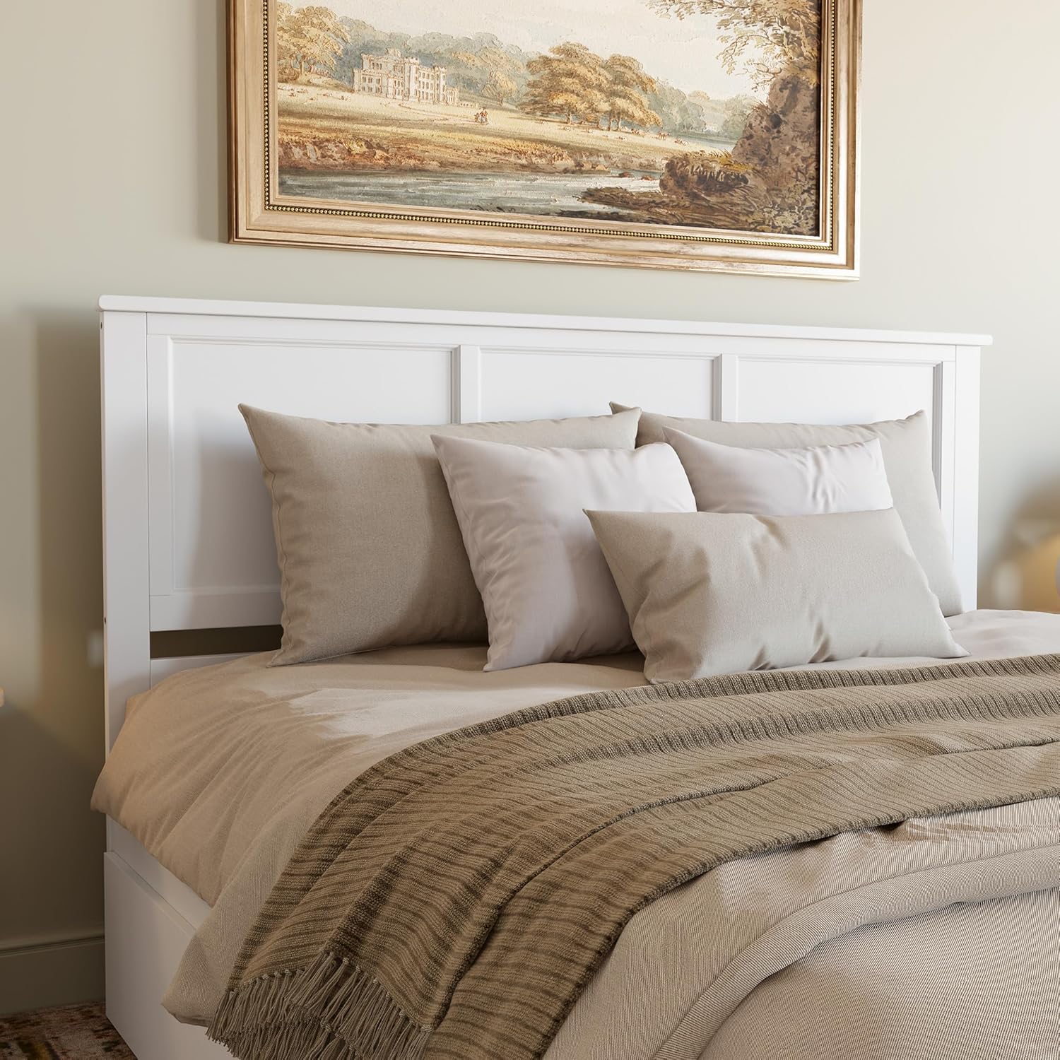 AFI, Madison King Solid Wood Panel Headboard, White