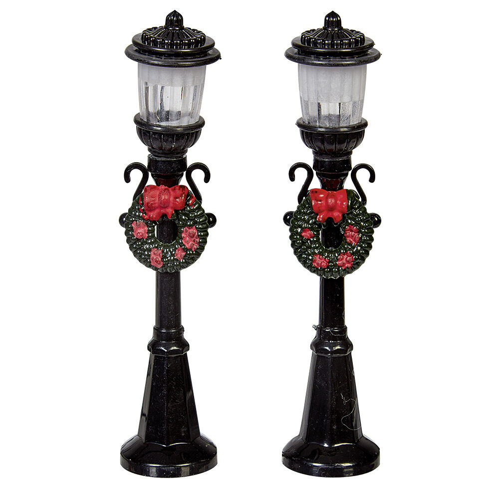 Petit lampadaire déco couronne villange de No&euml;l x2