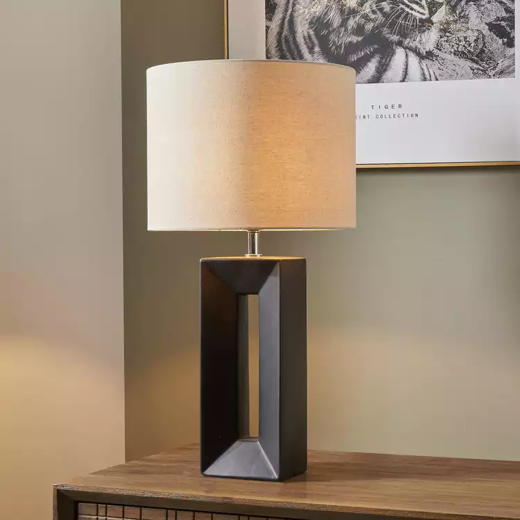 Pacific Block Ceramic Tall Table Lamp - Black & Cream