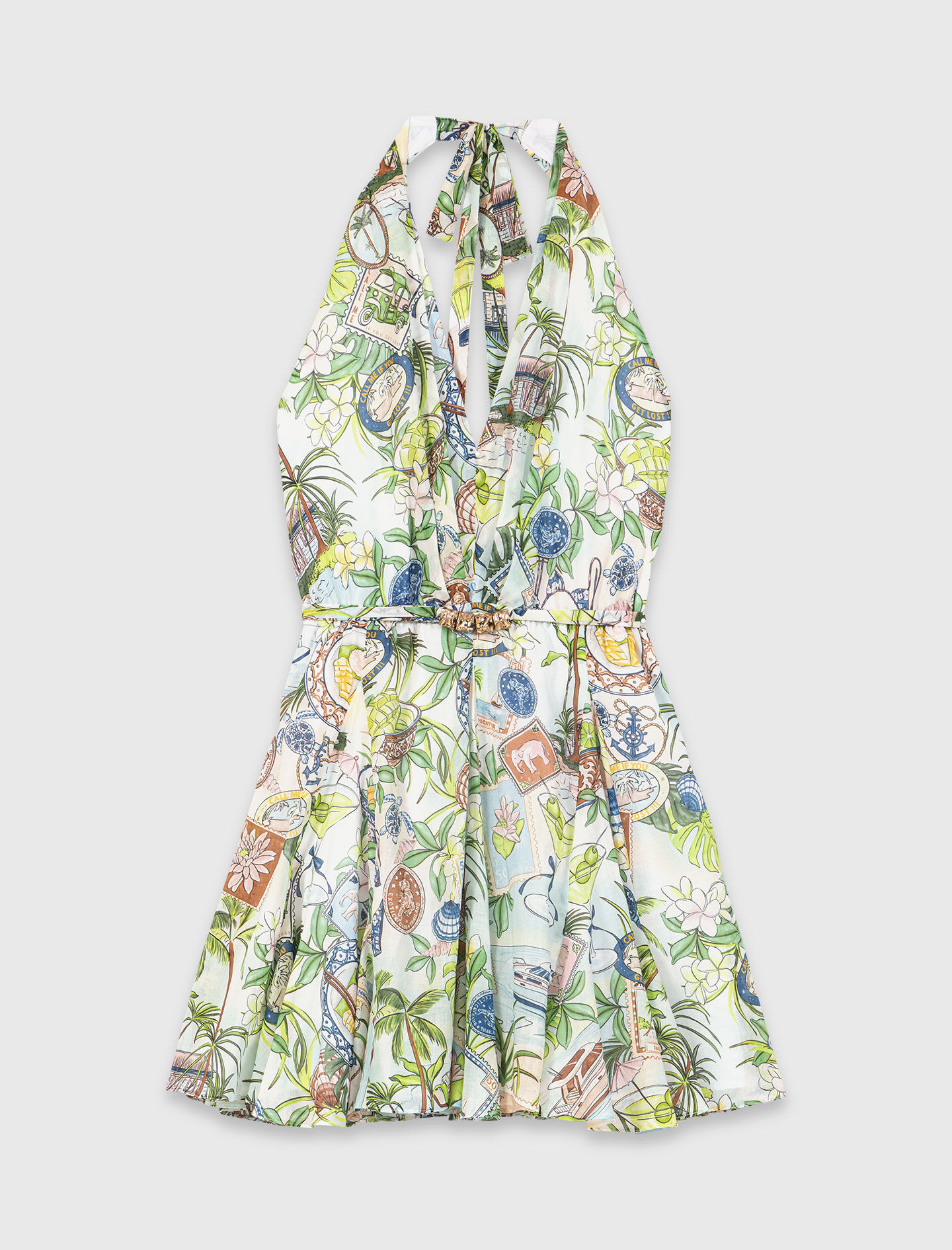 Robe courte imprimée dos nu