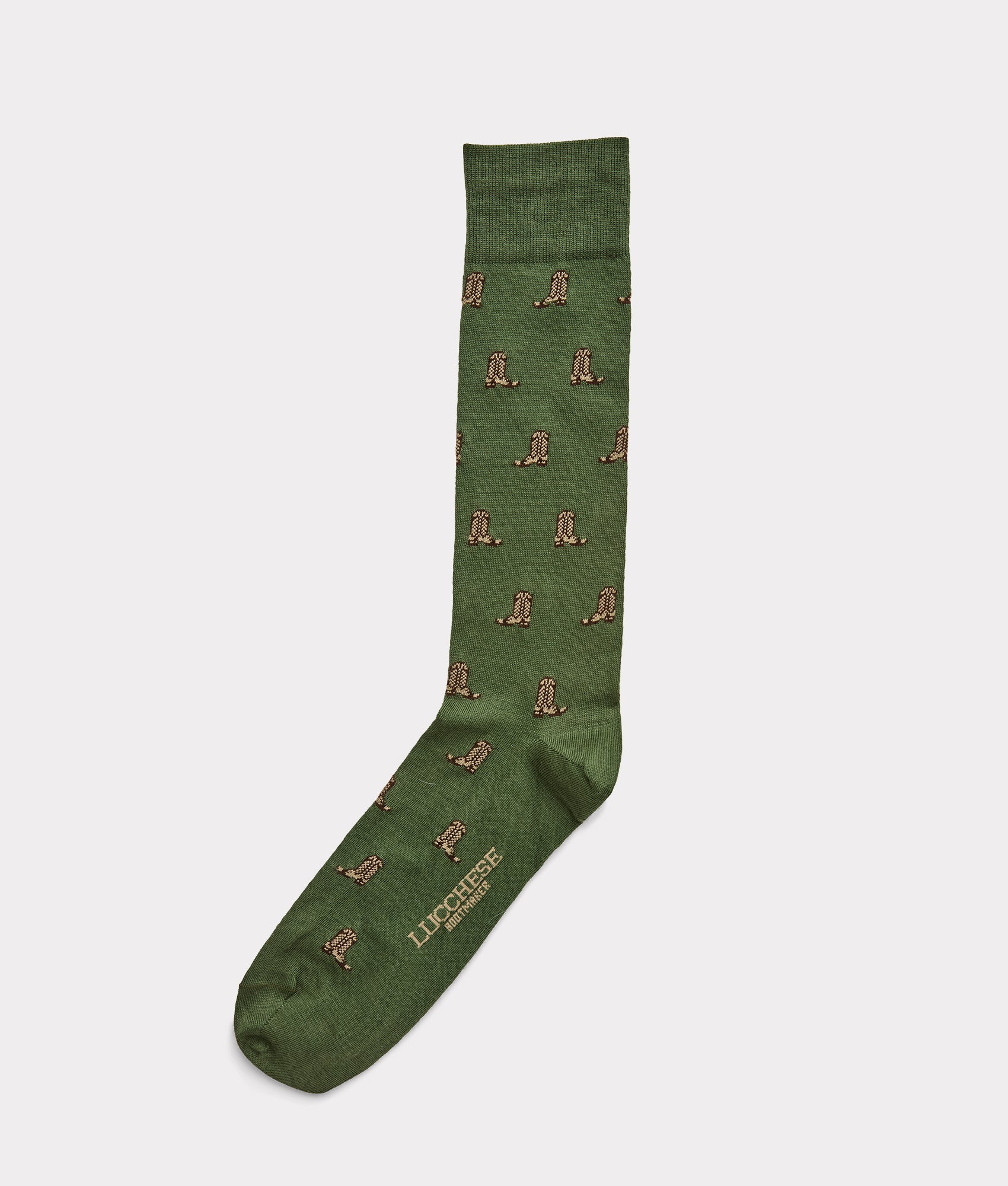 Boot Print Dress Socks - Pine