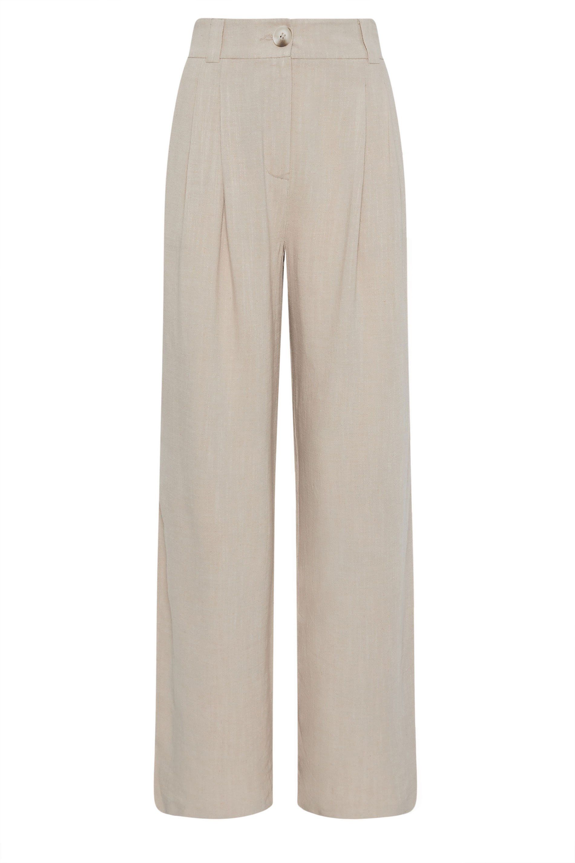 Long Tall Sally Tall Linen Pleated Wide Leg Trousers