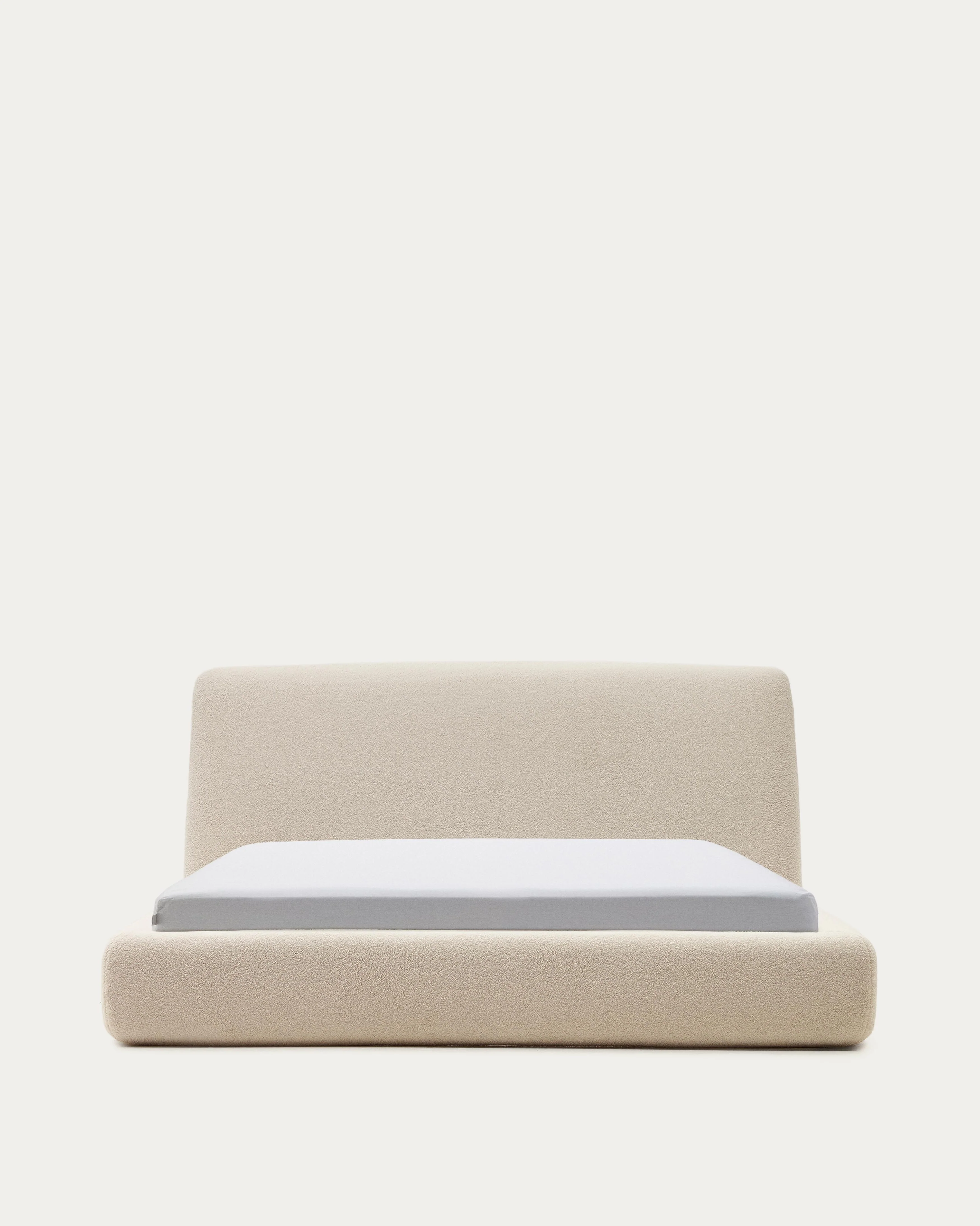 Martina bed with ecru bouclé removable cover for 160 x 200 cm mattress FSC Mix Credit