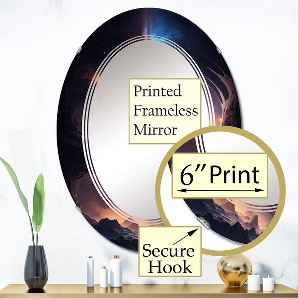 Designart 'Deep Space Planet Fusion II' Printed Space Planet Wall Mirror