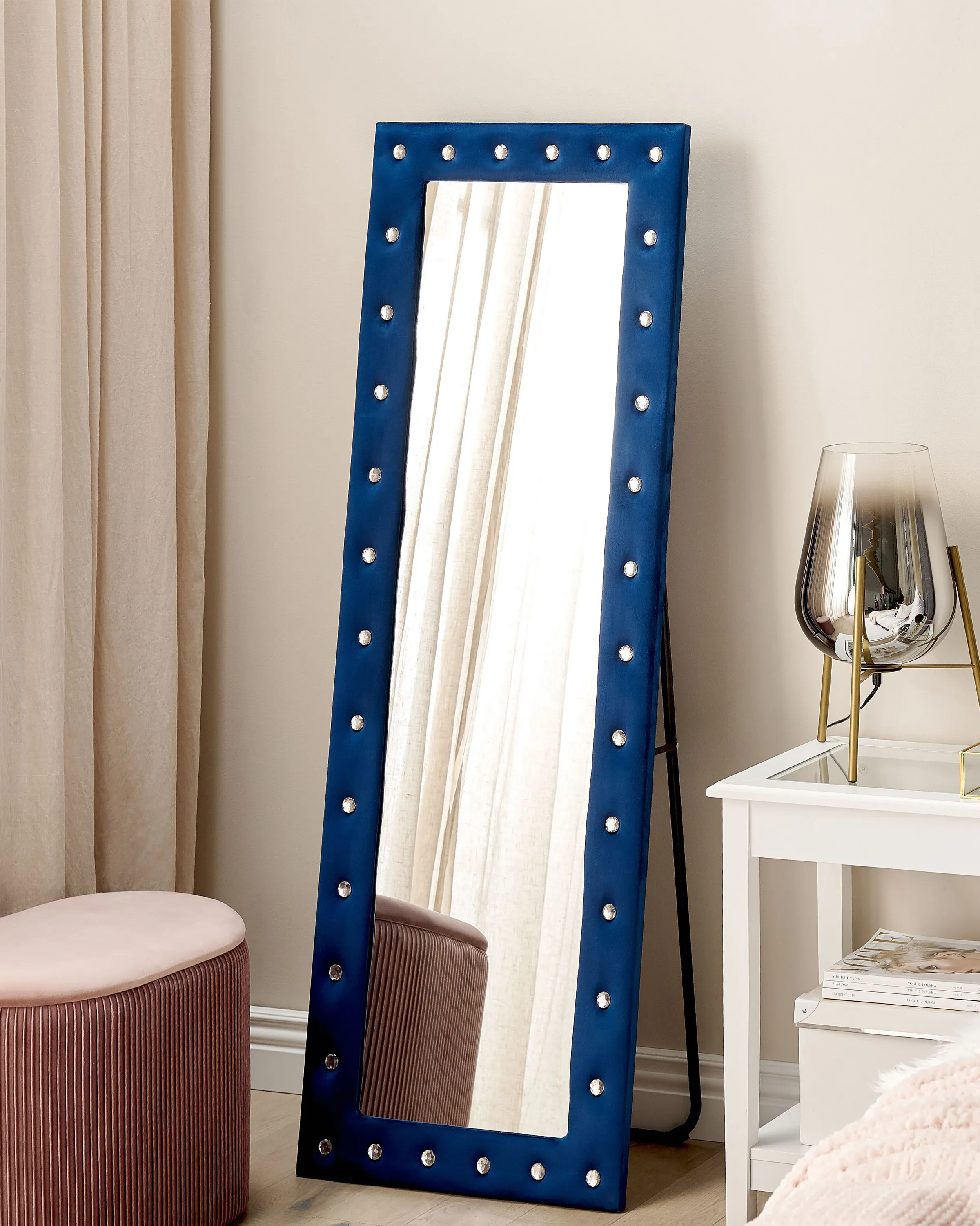 Standing Mirror ANSOUIS 150 cm Velvet Navy Blue