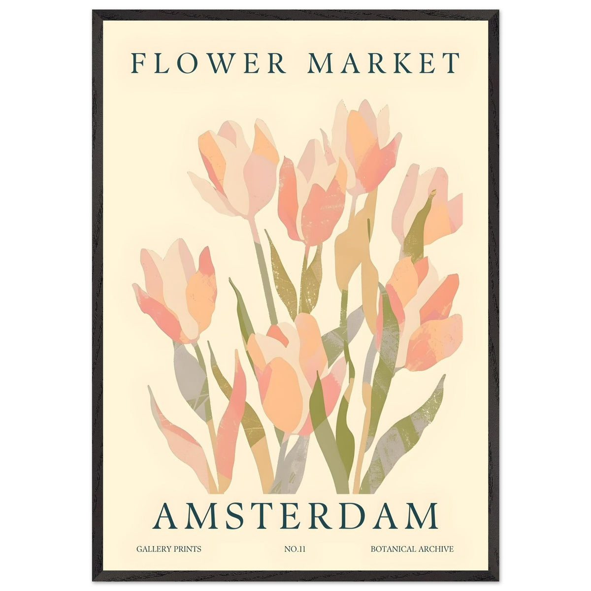 Artfulprints Poster met Lijst Flower market - Amsterdam III  - 70x100 cm - Roze