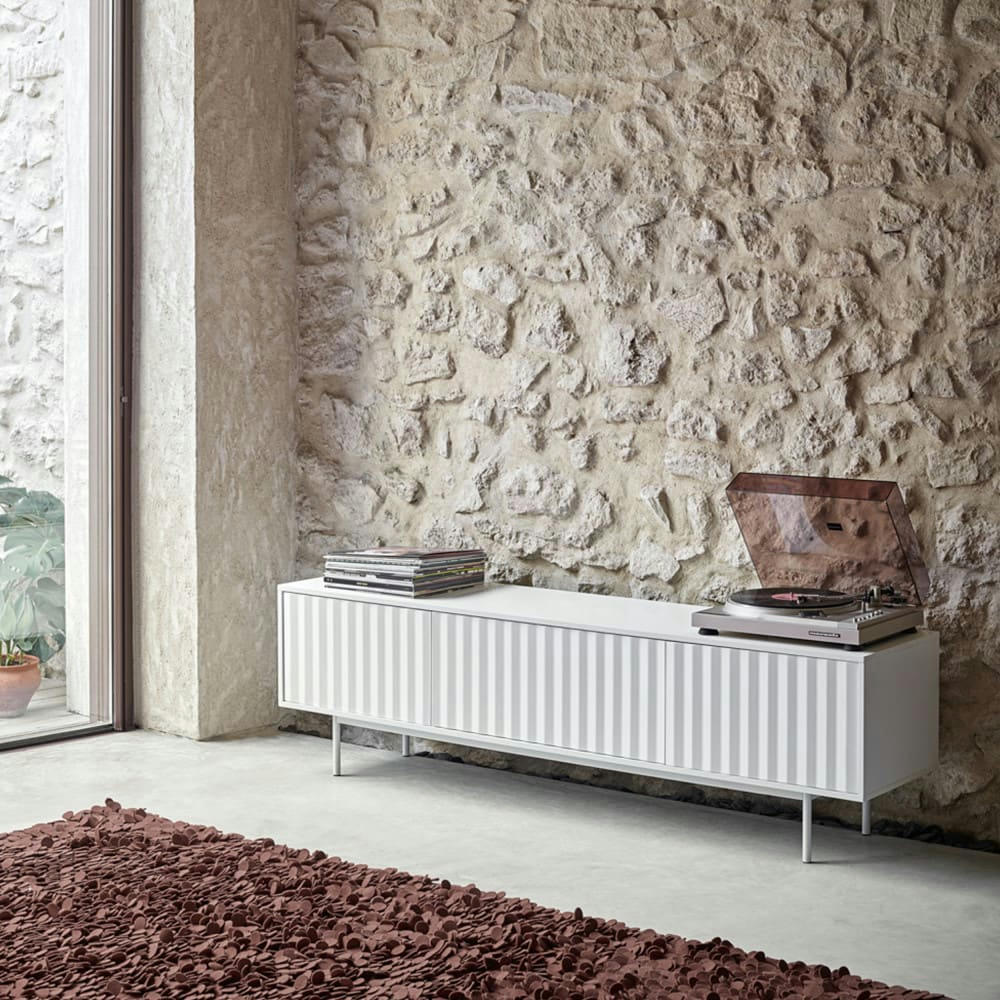 SIERRA - Meuble TV en bois 3 portes L180cm blanc