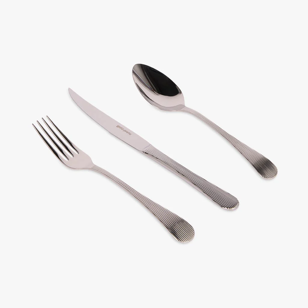 Faqueiro de 12 peças em Aço Inox Prateado GROOVY