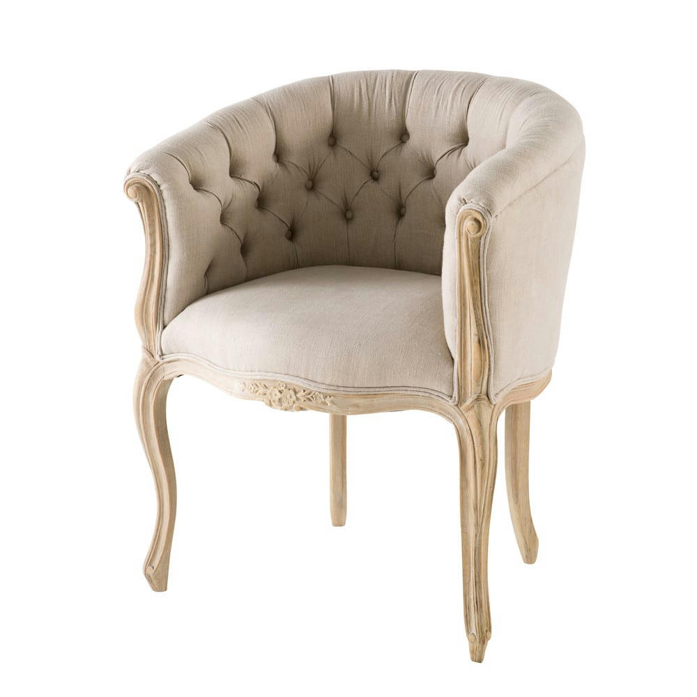 Zola - Fauteuil capitonné en lin