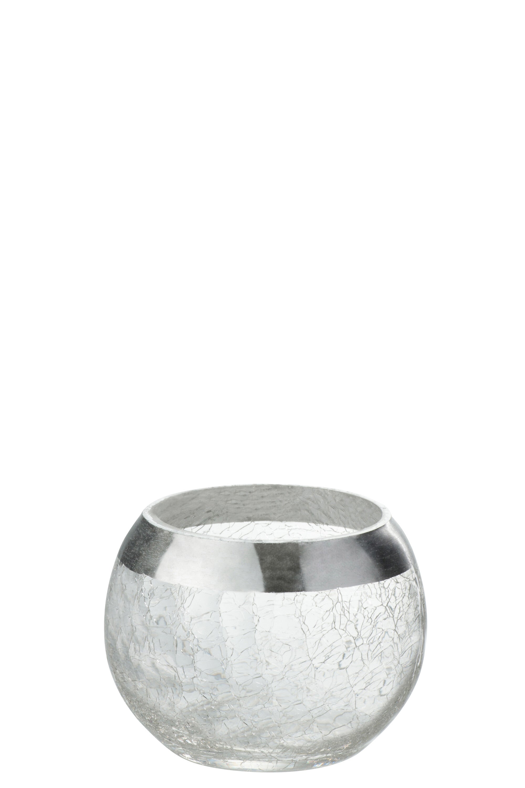 J-Line kaarshouder Bol Craquelé - glas - transparant/zilver - small - 2 stuks