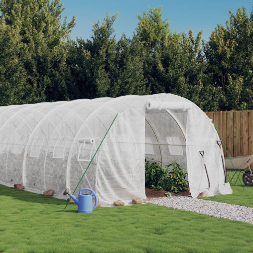 NNEVL Greenhouse with Steel Frame White 60 m&sup2; 20x3x2 m
