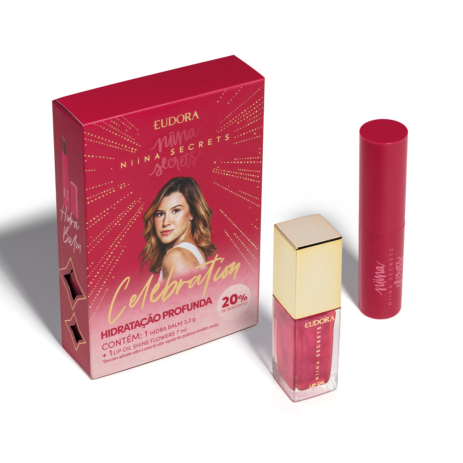 Niina Secrets Celebration: Hidra Balm 3,2g   Lip Oil Shine Flowers 7ml