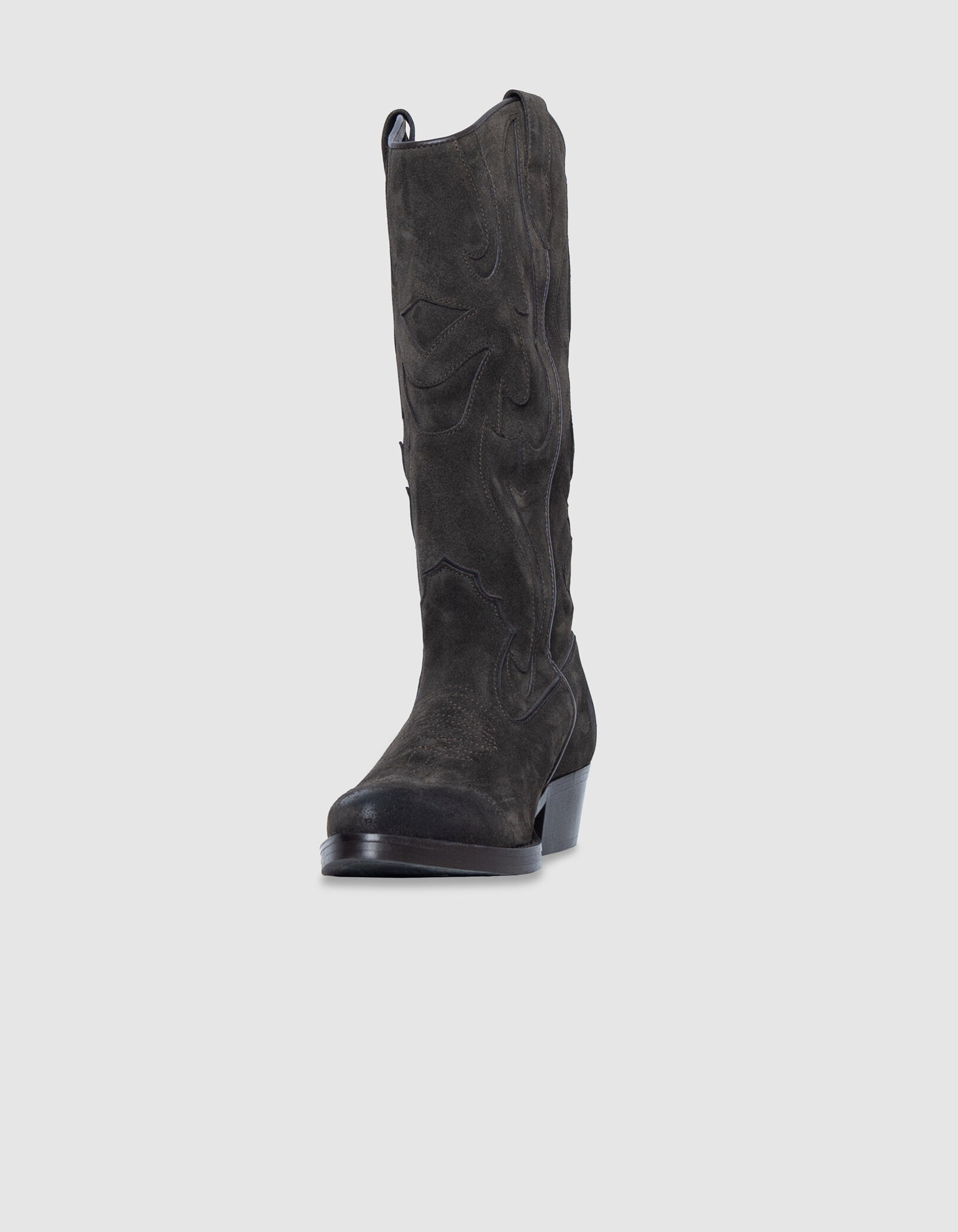 Bottes santiags marron cuir velours Femme