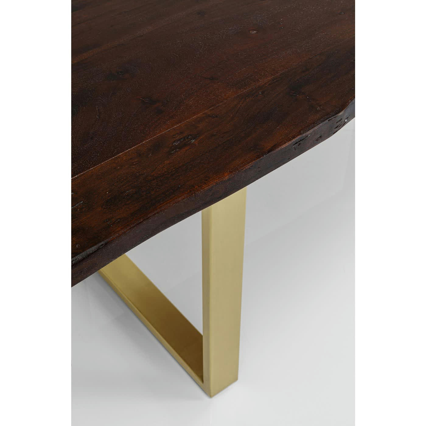 HARMONY - Table à manger 8 personnes acacia brun brut et acier laiton L180