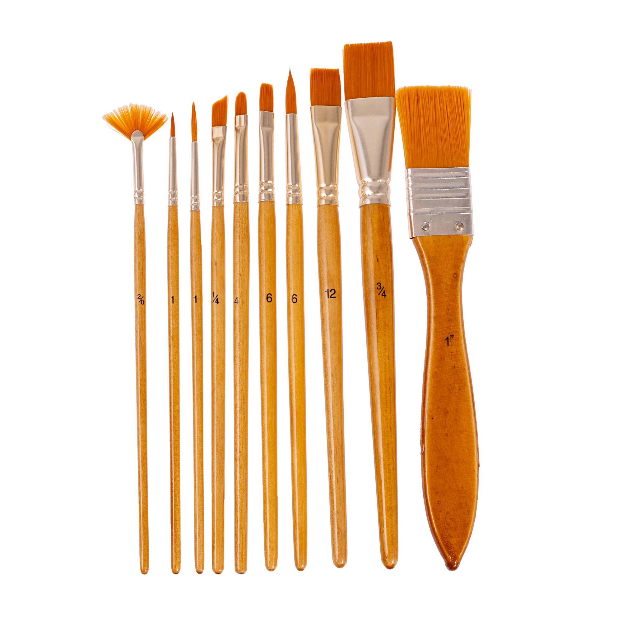 Gold Taklon Brushes 10 Pack