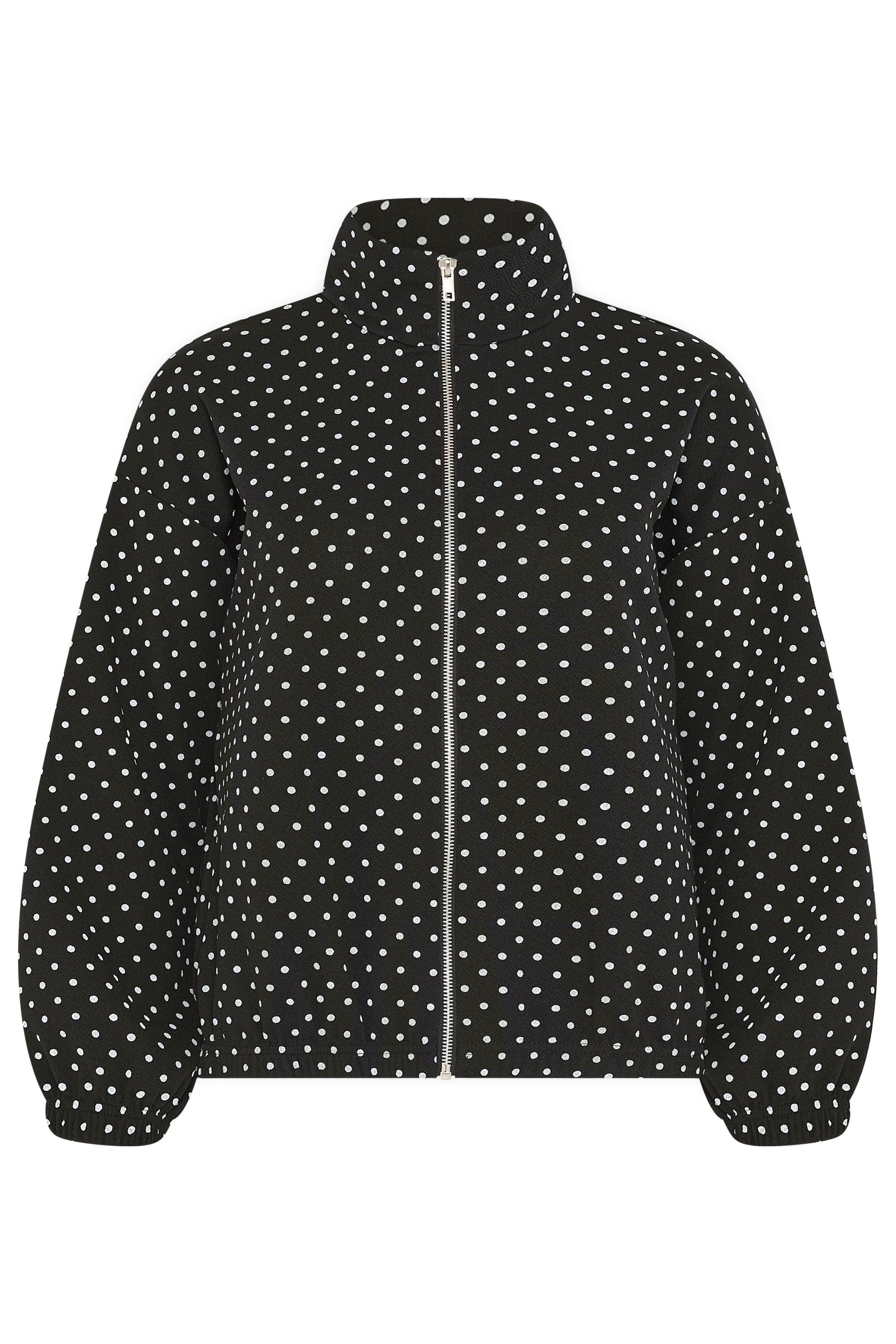 PixieGirl Petite Polka Dot Funnel Neck Jacket