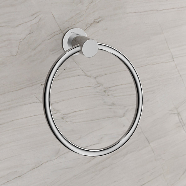 Crochet anneau porte serviette mural rond Chrome 18x10cm (LxP) design acier inox - Série OLA
