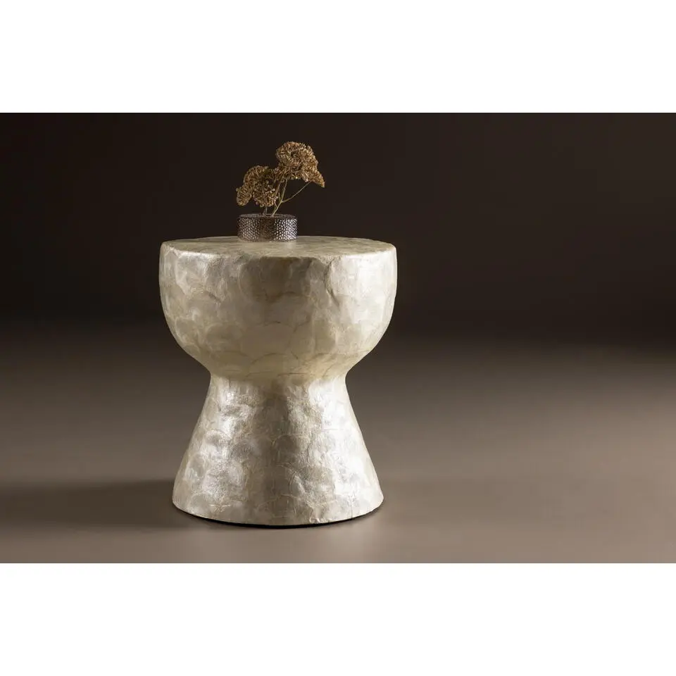 Salontafel Rond - Beige Steen - 40x40x45cm - Sand&ouml;n