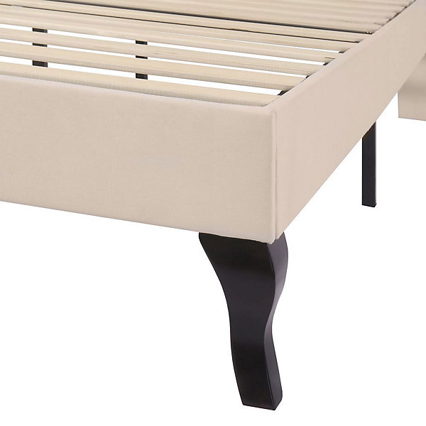 Lit Capitonné 140X190 avec coussins de tête de lit réglables, velours beige Blackcolors