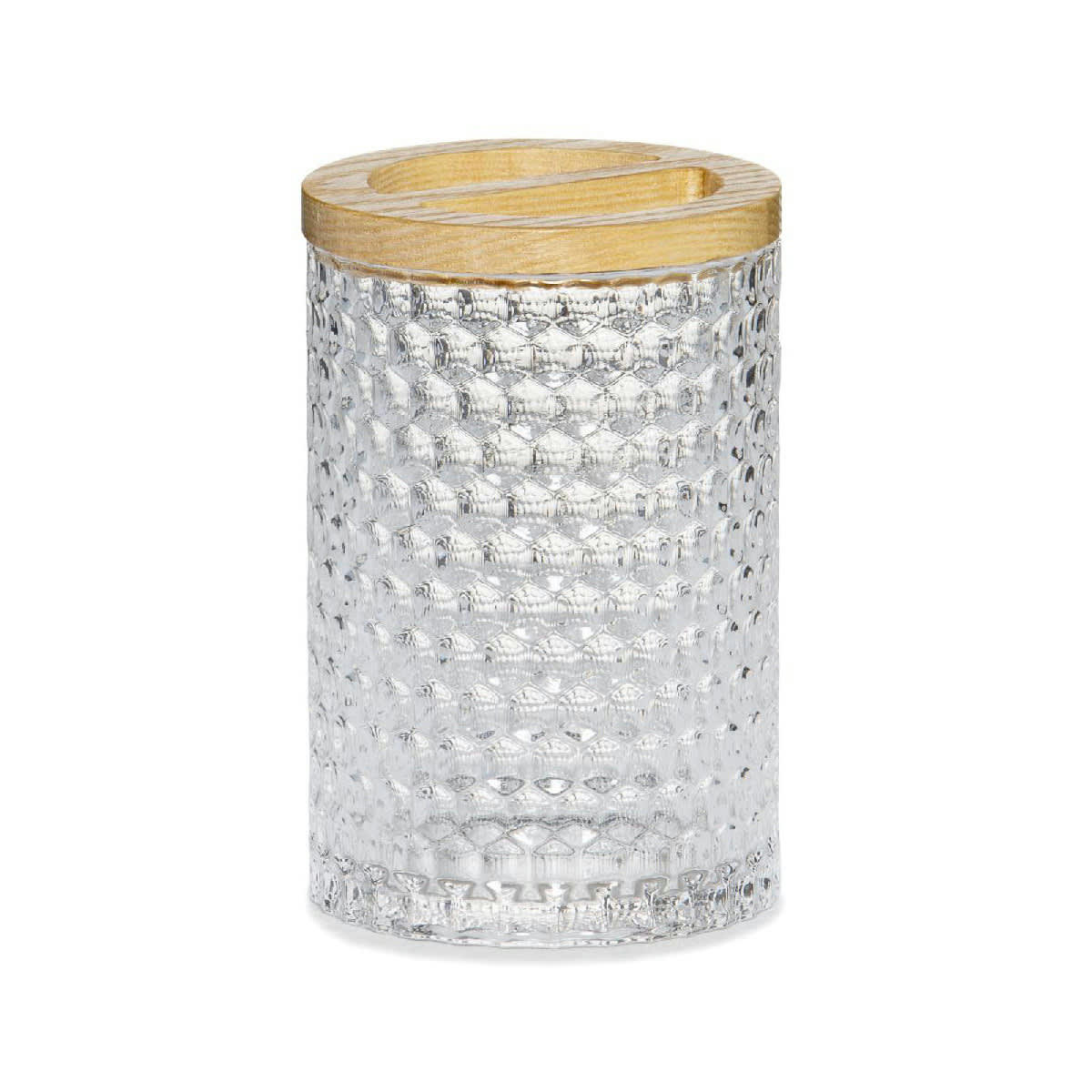 TAILLÉ - Porte brosse à dents en verre taillé et bois