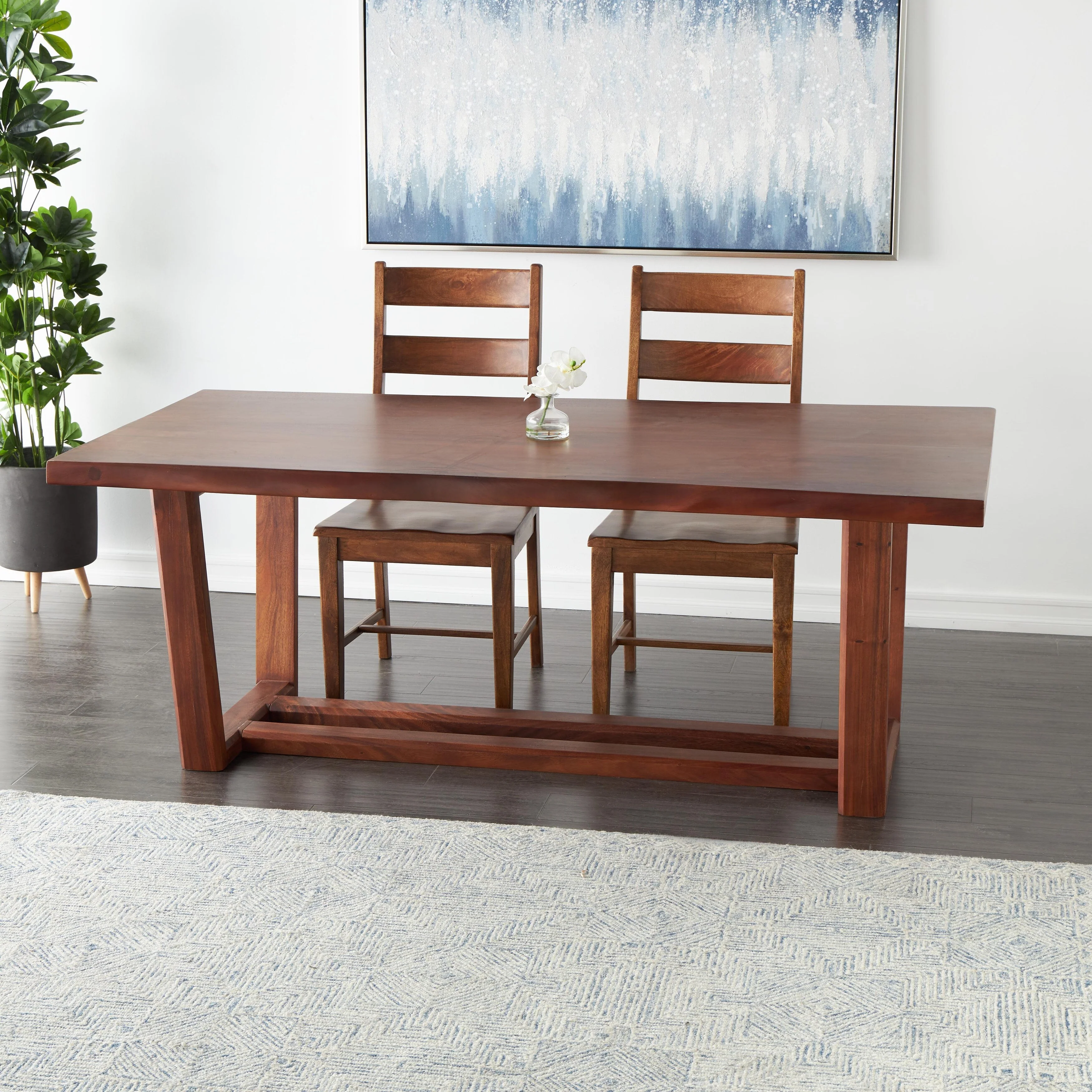 Wood Modern Live Edge Dining Table - Brown - Roche River Decor