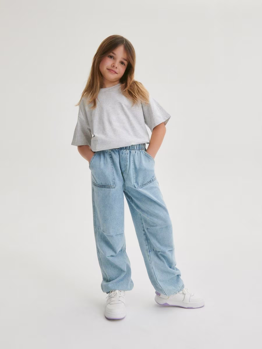 Denim Parachute Trousers