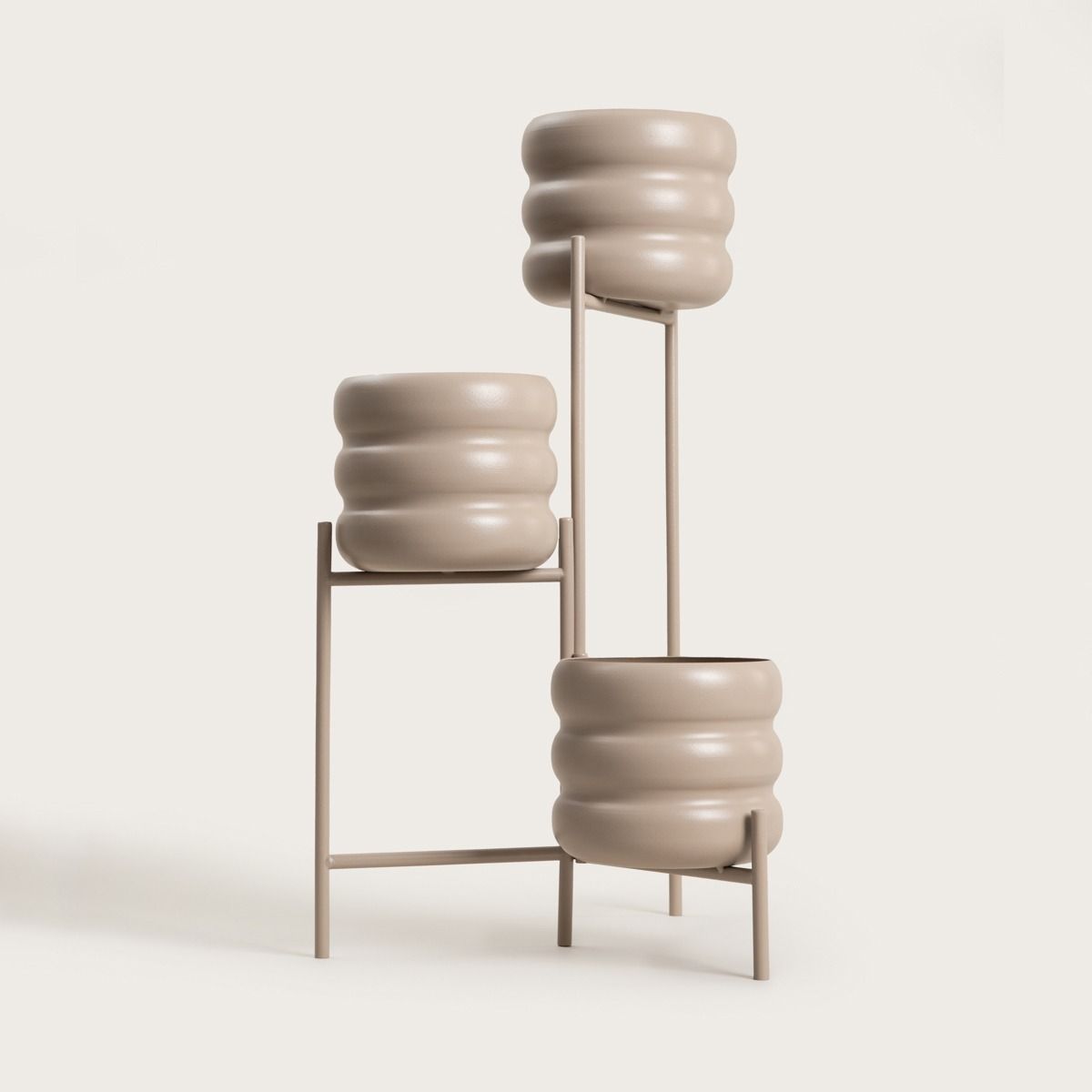 Kwietnik BUUBLE potrójny beżowy 36x25x60 cm