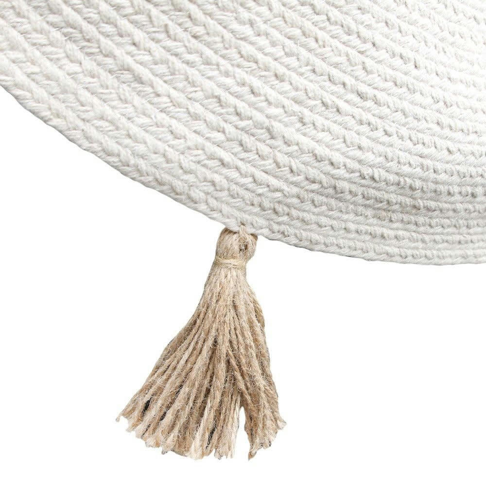 HOME FACTORY - Tapis rond coton pompon beige D90cm