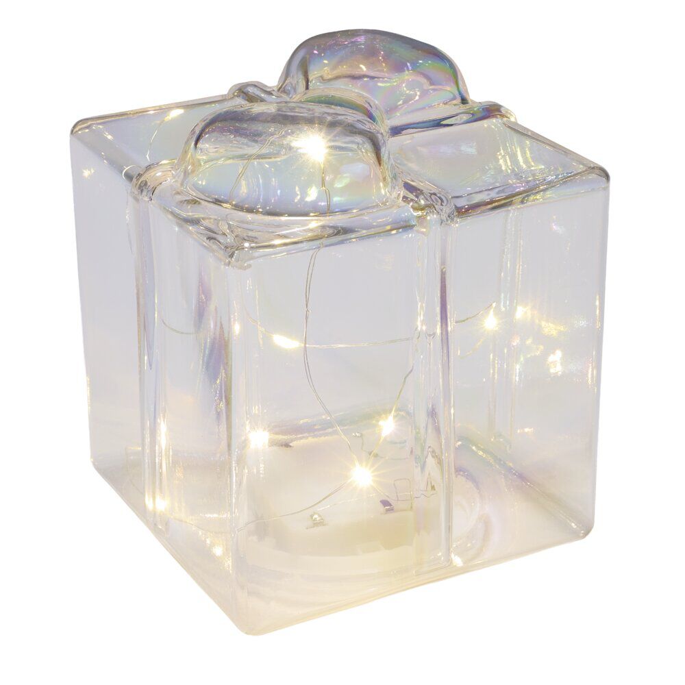 Décoration de No&euml;l LED cadeau lumineux irridescent transparent 12x12xH13cm