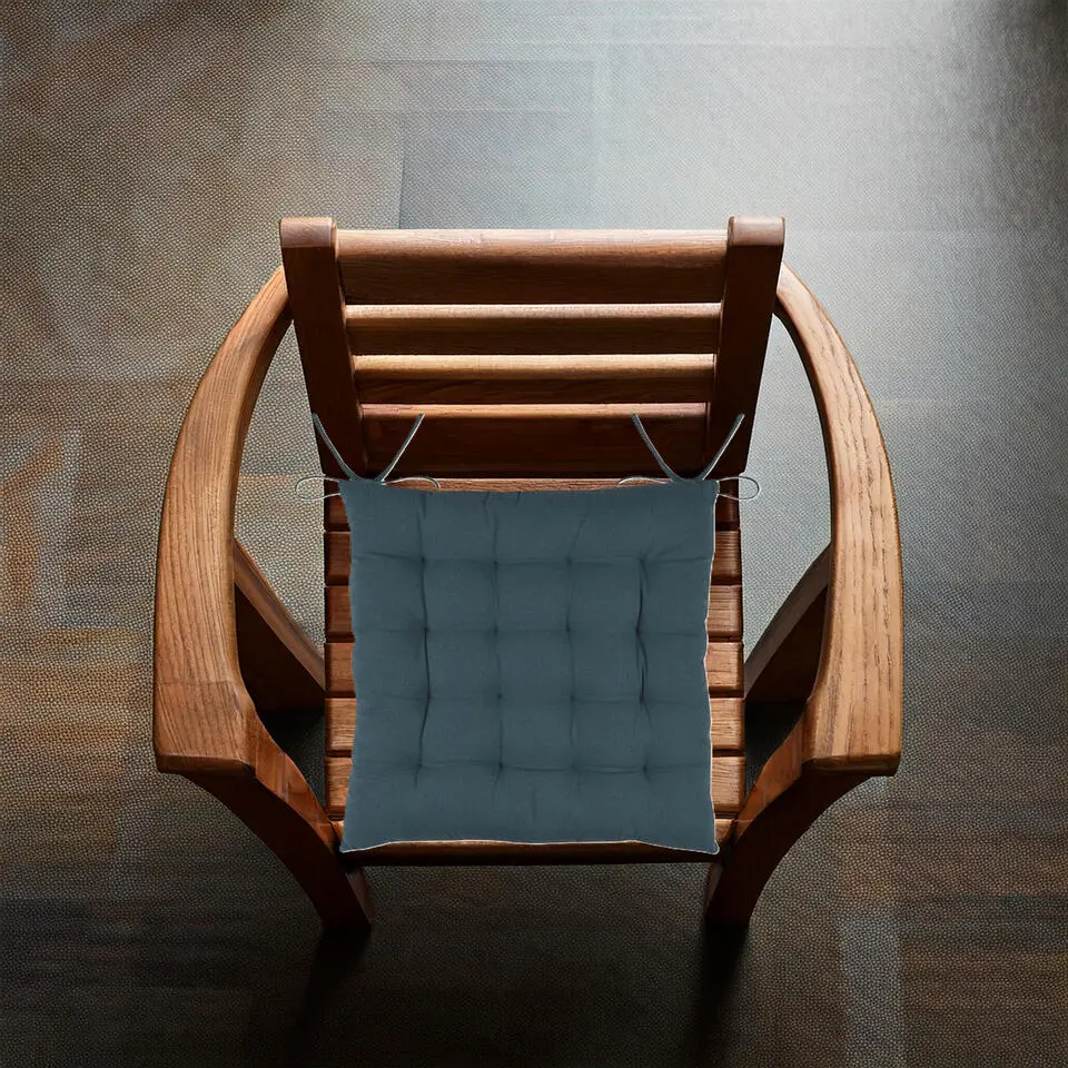 Stof Textile stoelkussens - petrol blauw - 38 x 38 x 3.5 cm