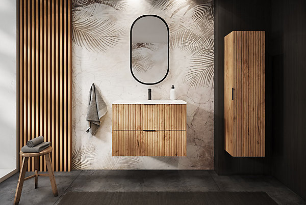 Meuble suspendu sous lavabo FLOW chêne 60 cm