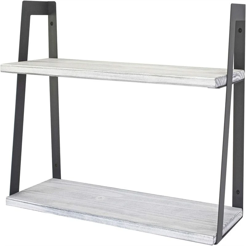 2-Tier Modern Rustic Floating Wall Shelves - 6.7D x 24.5W x 16.1
