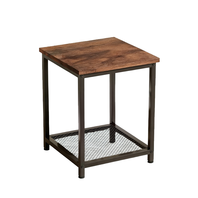 Stolik kawowy kwadratowy pomocniczy boczny z półką retro vintage loft 55 cm