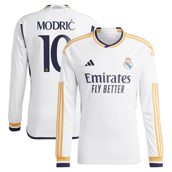 Luka Modric Los Merengues adidas 2023/24 Home Replica Long Sleeve Jersey - White/Navy