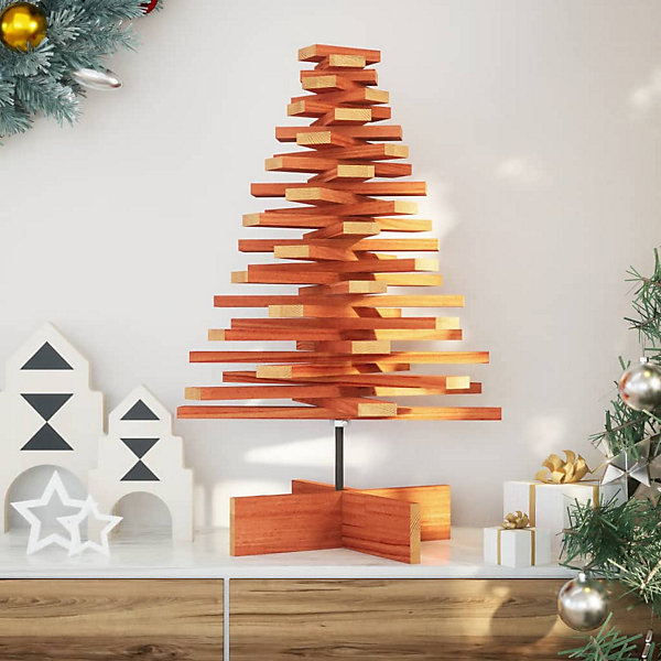 Arbre de Noël en bois pour décoration 80 cm bois de pin massif vidaXL