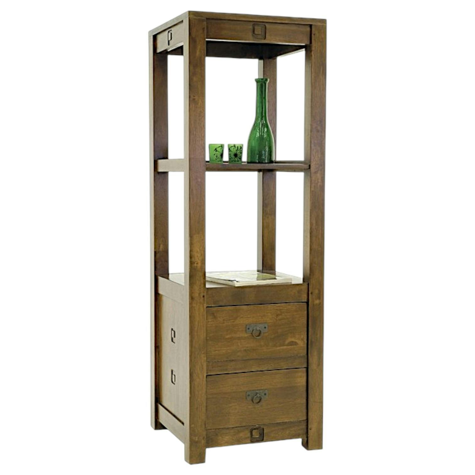 Colonne Hévéa 2 tiroirs, 2 étagères 50x50x151cm TESSA