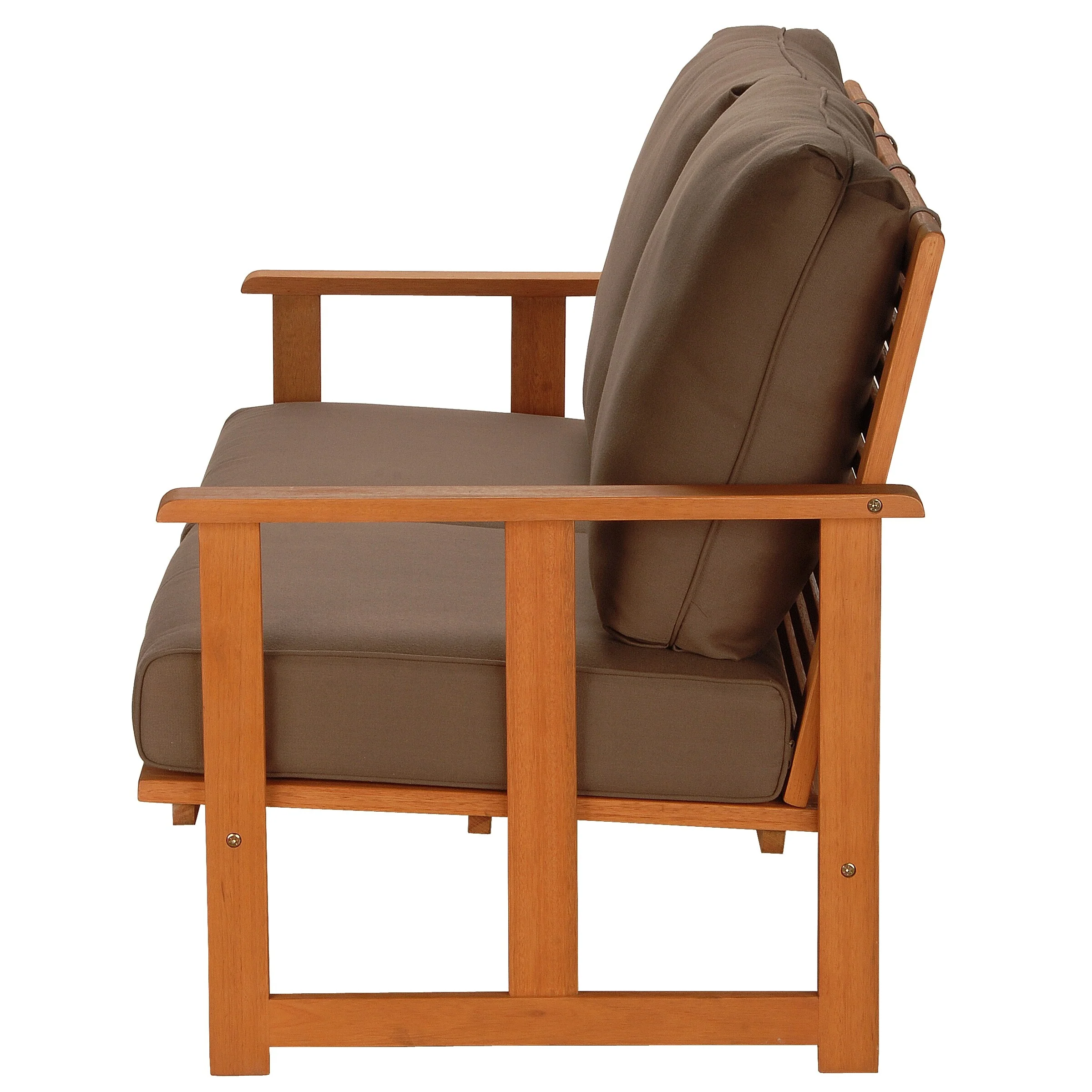 Eucalyptus Grandis Wood Cushioned Love Seat, Chocolate by National Tree Company