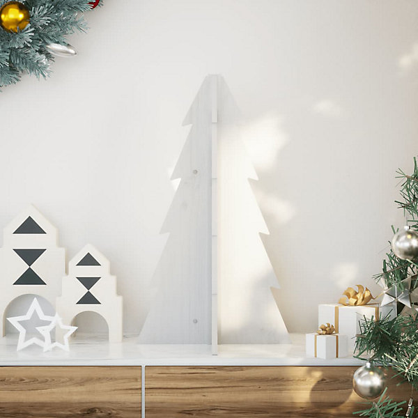Arbre de Noël en bois pour décoration blanc 69,5 cm pin massif vidaXL