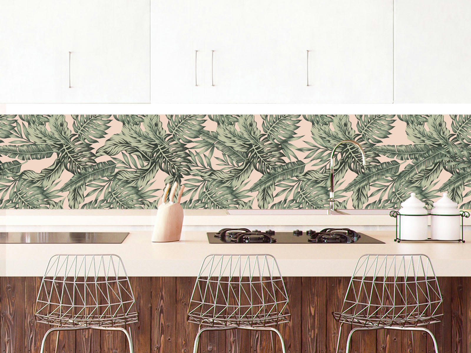 PALMERAIE - Crédence adhésive céladon 400x40cm