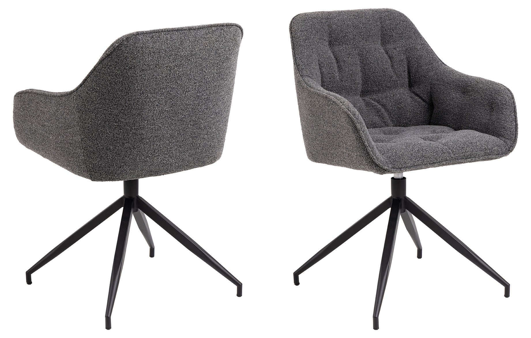 Rebellenclub Eetkamerstoel Harstad - Antraciet Bouclé met een Mat Zwart Frame