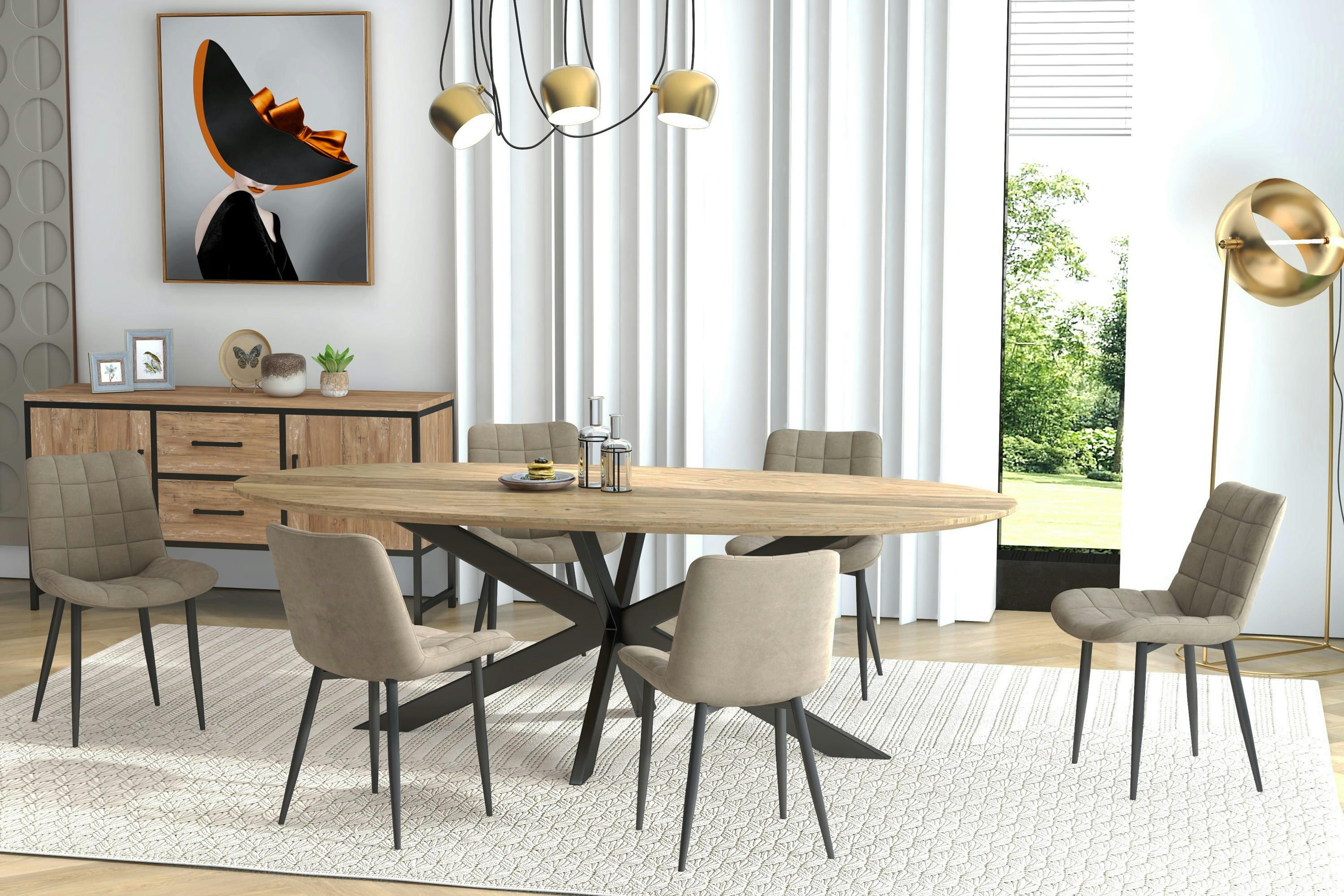 SACHA - Chaise en Velours Taupe et métal noir (x4)