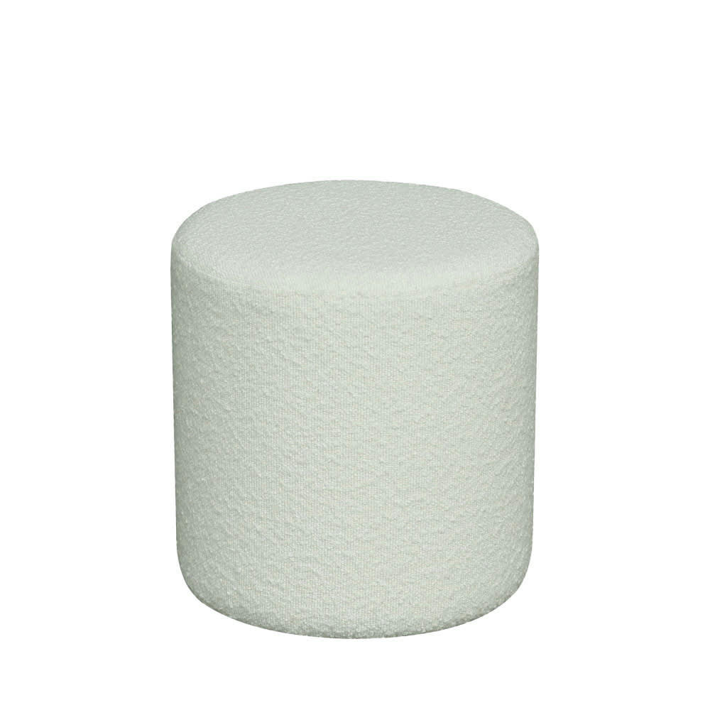 EJBY - Pouf rond en tissu bouclette D34cm blanc