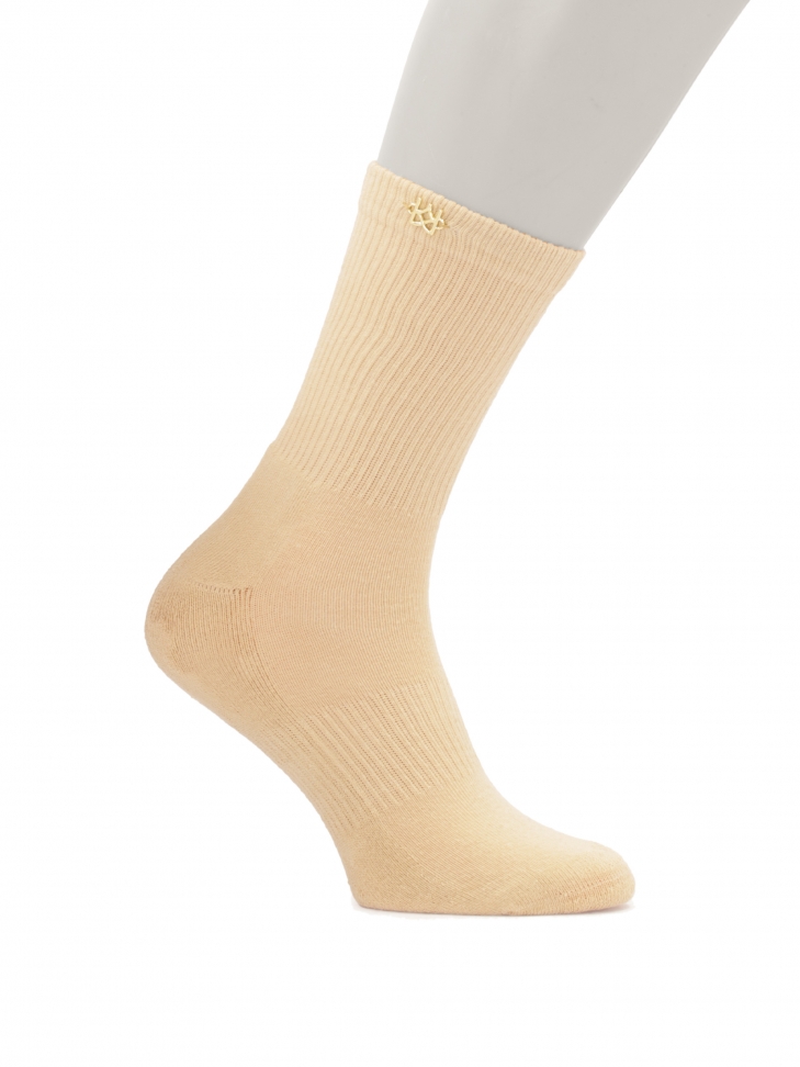 Beige high socks with monogram