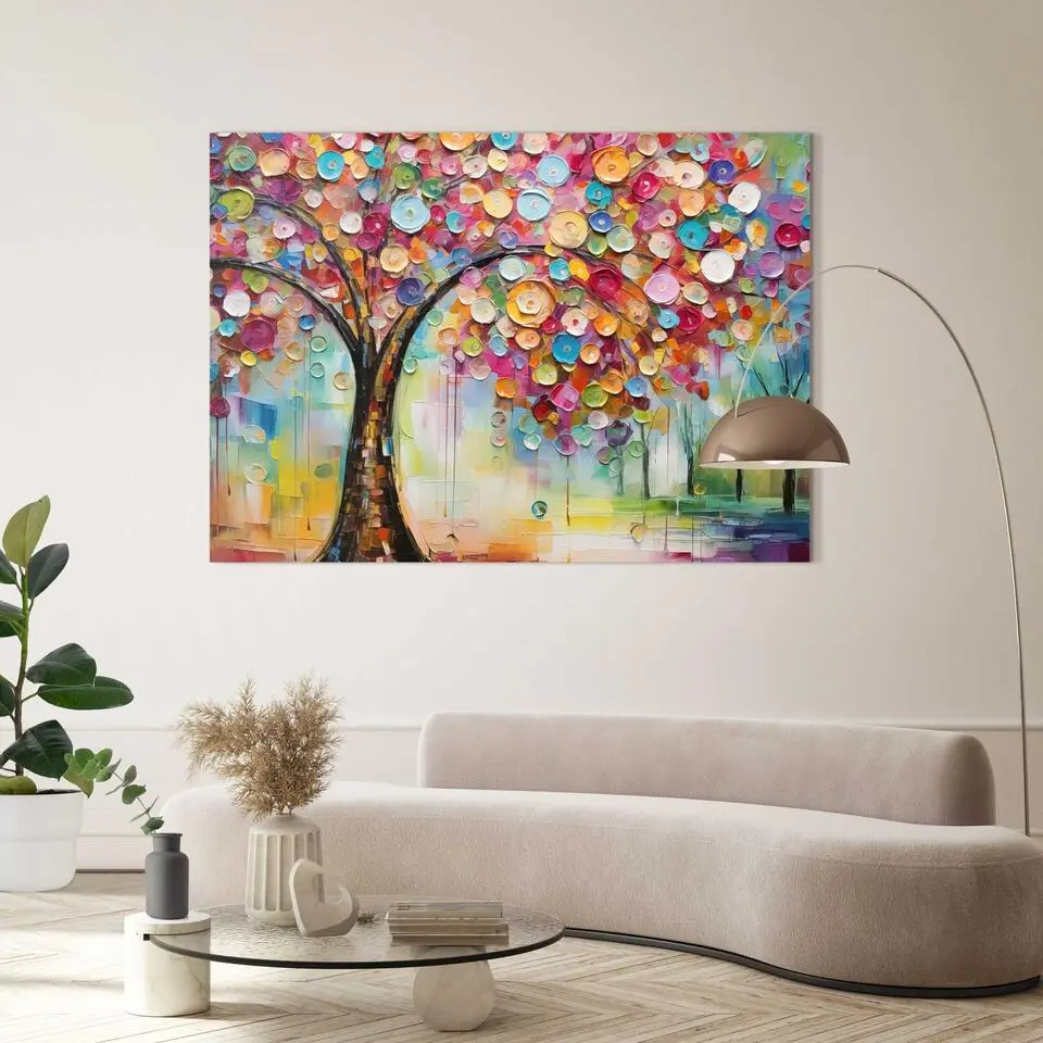 Schilderij Life Tree - colourful - 100 x 140 - Bont