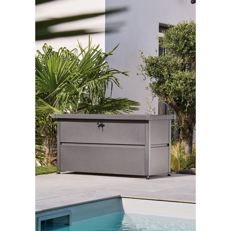Coffre de jardin en acier graphite 165 x 85 x 69 cm