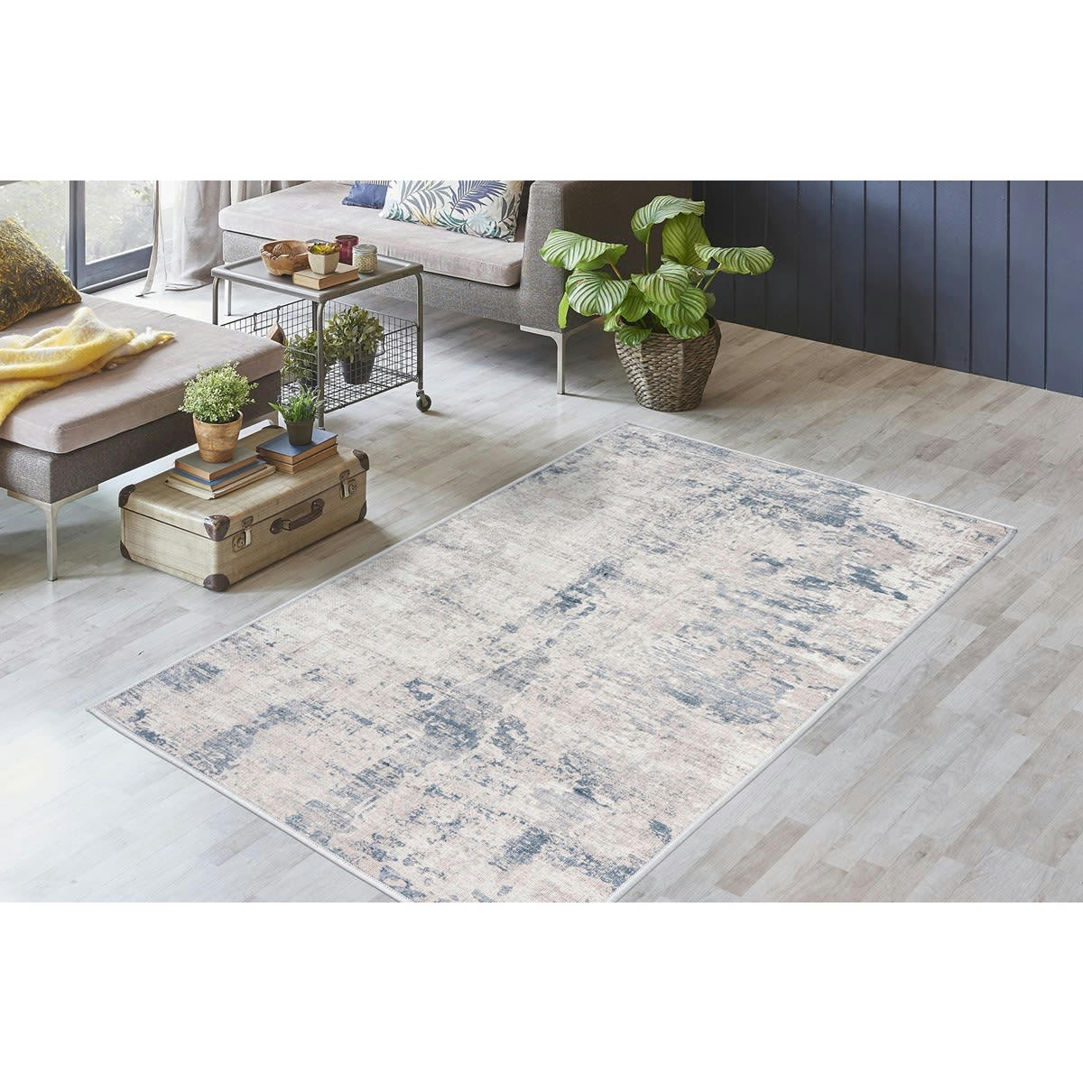 KIAMA - Tapis de salon en polyester bleu 160x230 cm